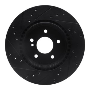 Chrysler Crossfire Brake Rotor (1) - Rear Right - R1 Concepts - Drilled & Slotted - Black - `98-`09